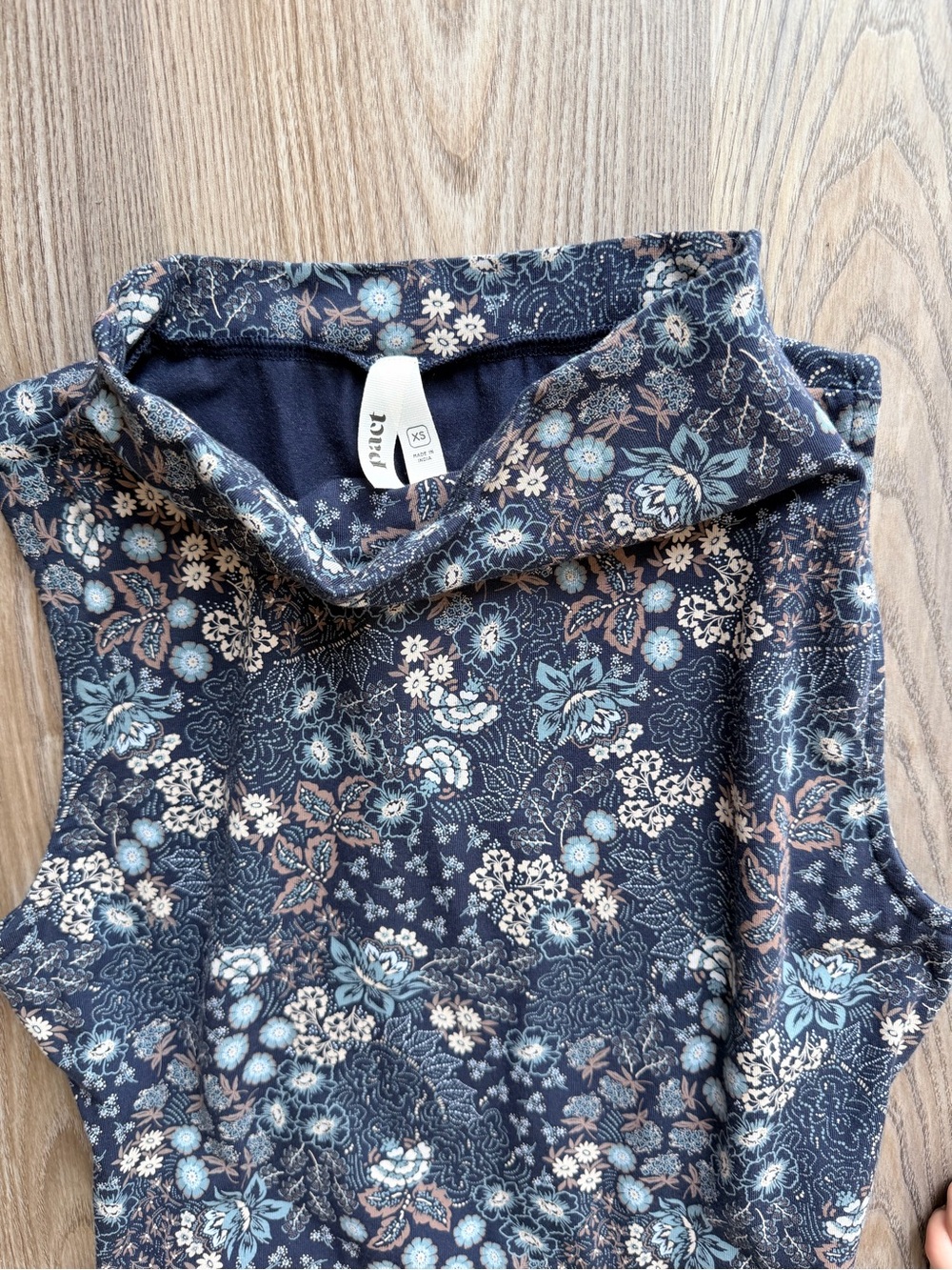 Pact Fit & Flare Cowl Neck Dress in Mountain Meadow Midnight Blue - XS - Picture 3 of 5